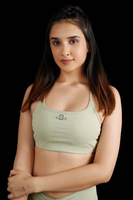 Pistachio Green Strappy Backless Sports Bra