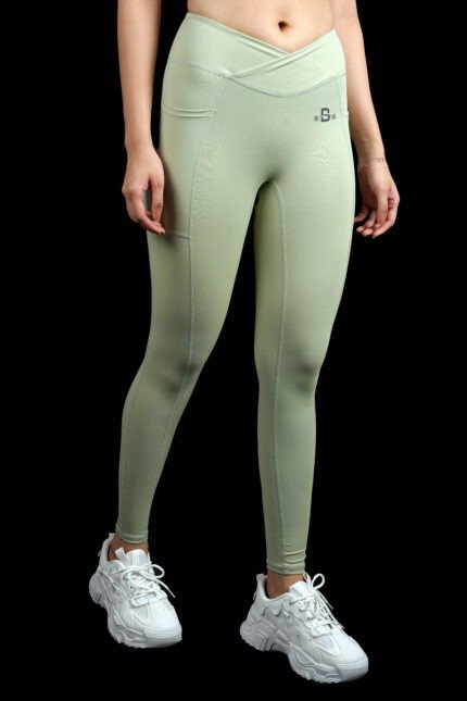 Pistachio Green Criss-cross High Waist Leggings